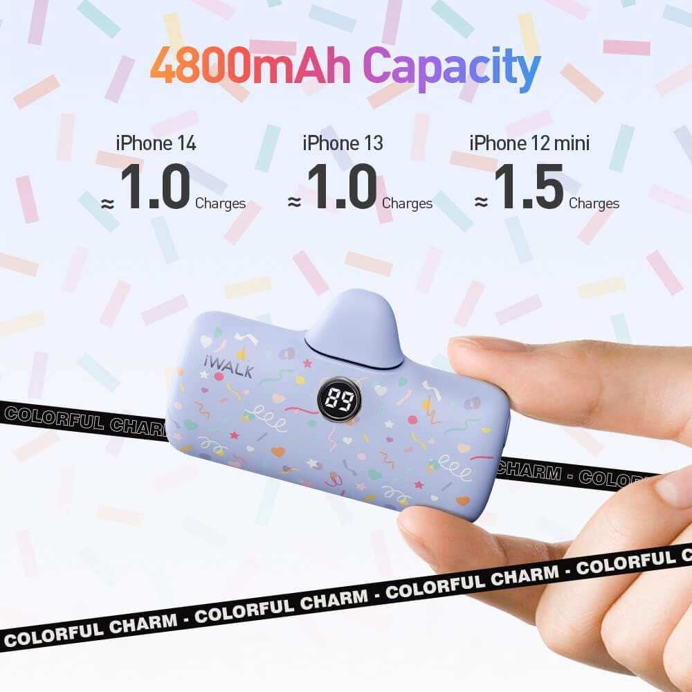 แบตเตอร์รี่สำรอง IWALK LINKPOD PRO 4800 MAH หัวชาร์จไร้สายหัว หัวชาร์จ LIGHTNING สี PURPLE CANDY