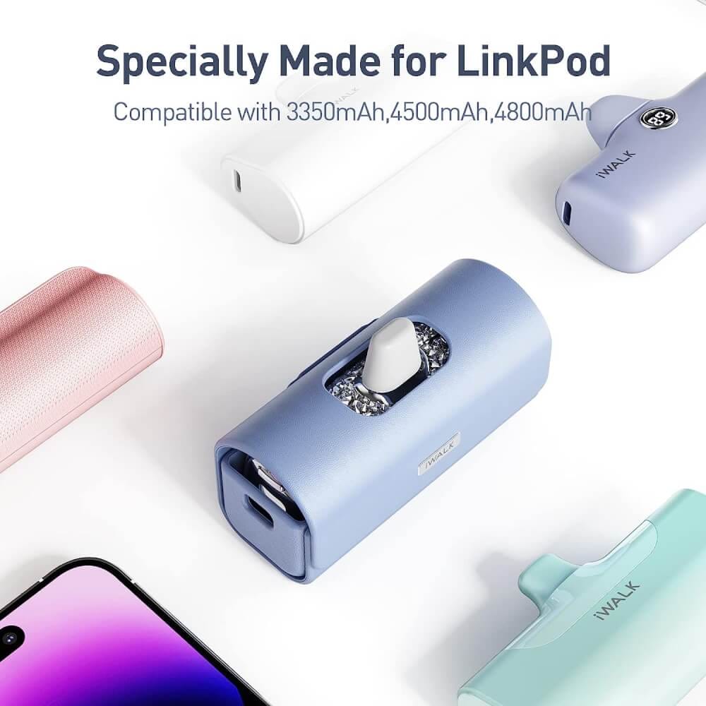 เคสซองหนัง IWALK LINKPOD BAG สีม่วง สำหรับใส่แบตสำรองแบบพกพา