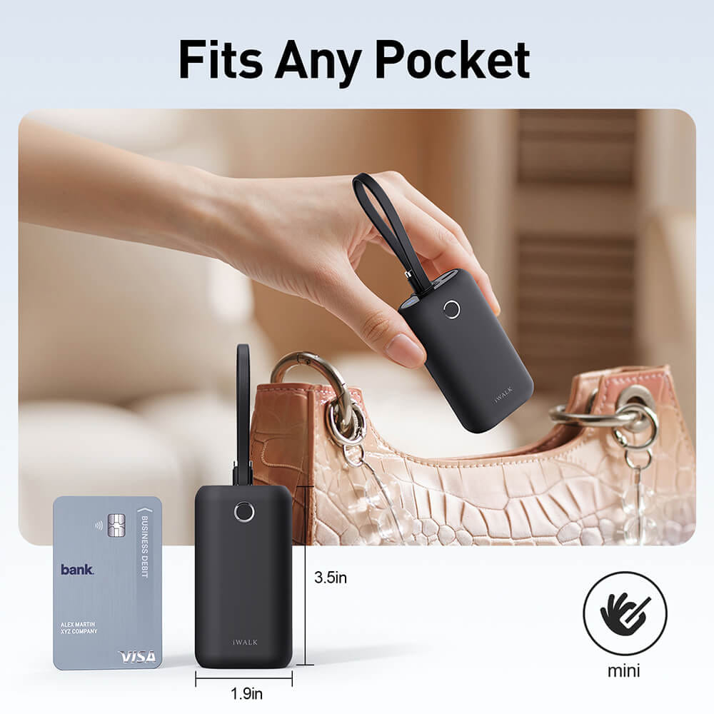แบตเตอร์รี่สำรอง IWALK Power Mini 10000 MAH สายชาร์จในตัว TypeC สี Black  รองรับการชาร์จเร็ว 22.5Wเล็กกะทัดรัด_4
