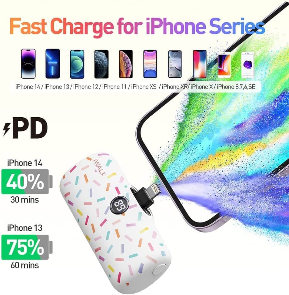 แบตเตอร์รี่สำรอง IWALK LINKPOD PRO 4800 MAH หัวชาร์จไร้สายหัว หัวชาร์จ LIGHTNING สี WHITE CANDY