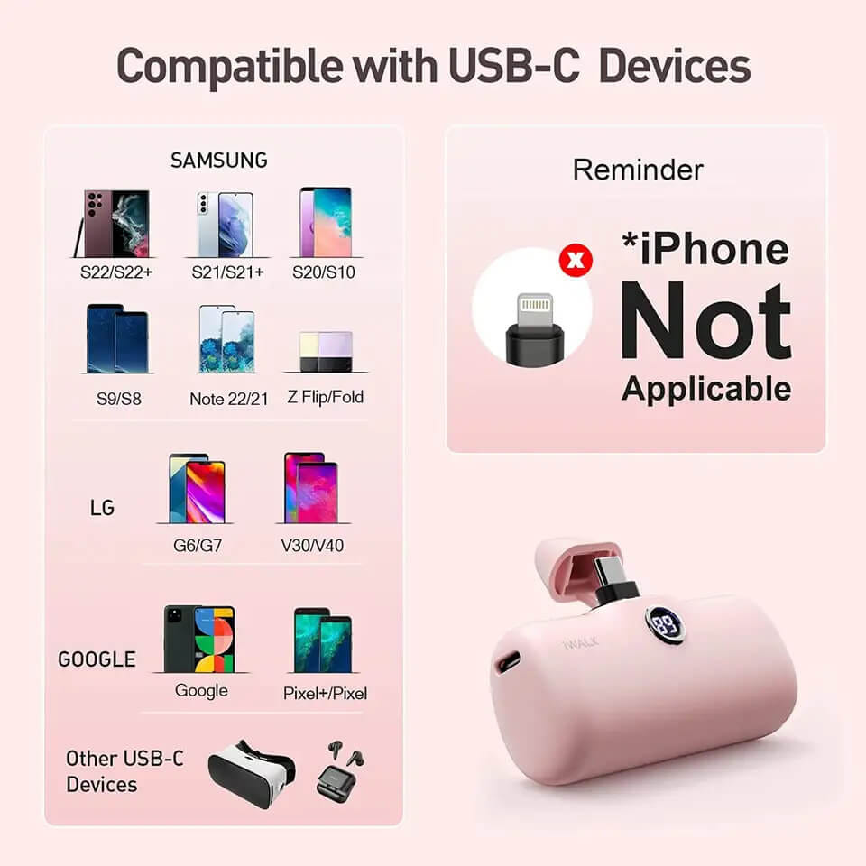แบตเตอร์รี่สำรอง IWALK LINKPOD PRO 4800 MAH หัวชาร์จไร้สาย หัว TYPEC สี PINK