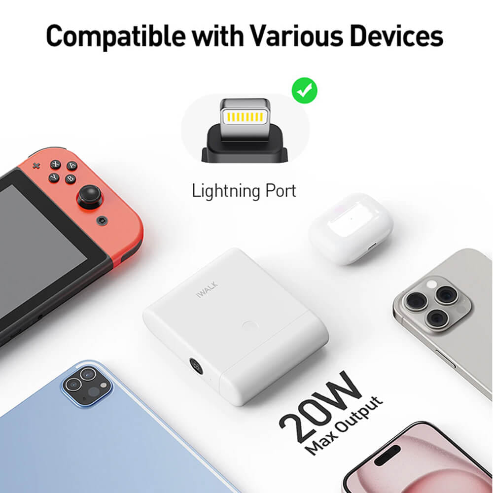 แบตเตอรี่สำรอง IWALK LINKPOD PLUS 13500MAH ชาร์จเร็ว 20W FASTCHARGE : WHITE : LIGHTNING_5
