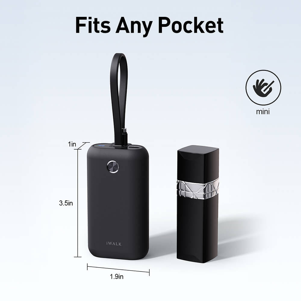 แบตเตอร์รี่สำรอง IWALK Power Mini 10000 MAH สายชาร์จในตัว TypeC สี Black  รองรับการชาร์จเร็ว 22.5Wเล็กกะทัดรัด_5