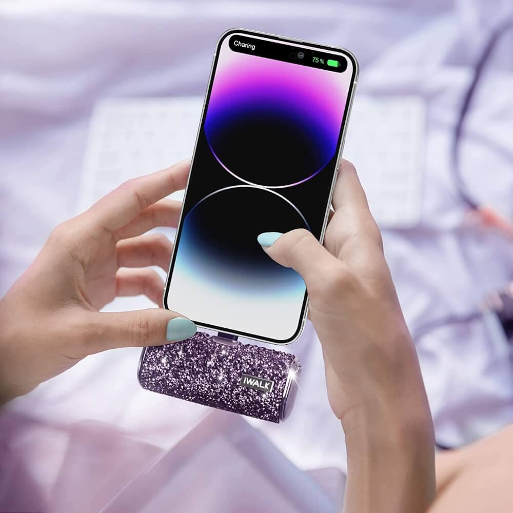 แบตเตอร์รี่สำรอง IWALK SECRET4500 MAH หัวชาร์จไร้สายหัว หัวชาร์จ LIGHTNING สี PURPLE DIAMOND