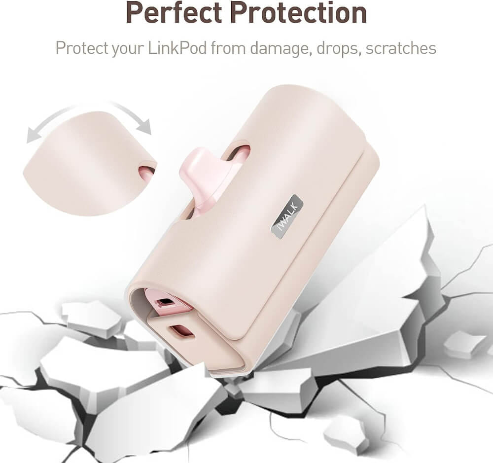 เคสซองหนัง IWALK LINKPOD BAG สีชมพู สำหรับใส่แบตสำรองแบบพกพา