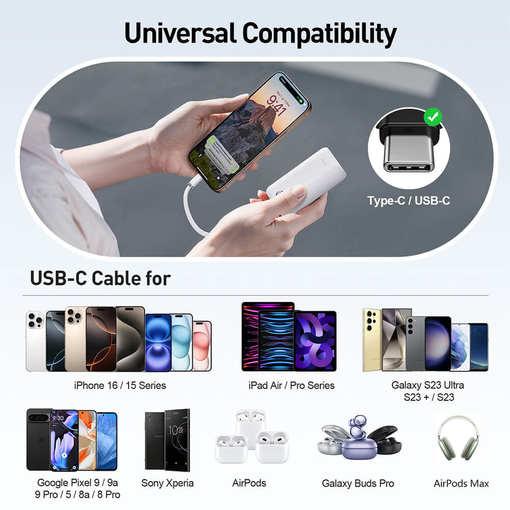 แบตเตอร์รี่สำรอง IWALK Power Mini 10000 MAH สายชาร์จในตัว TypeC สี Black  รองรับการชาร์จเร็ว 22.5Wเล็กกะทัดรัด_7