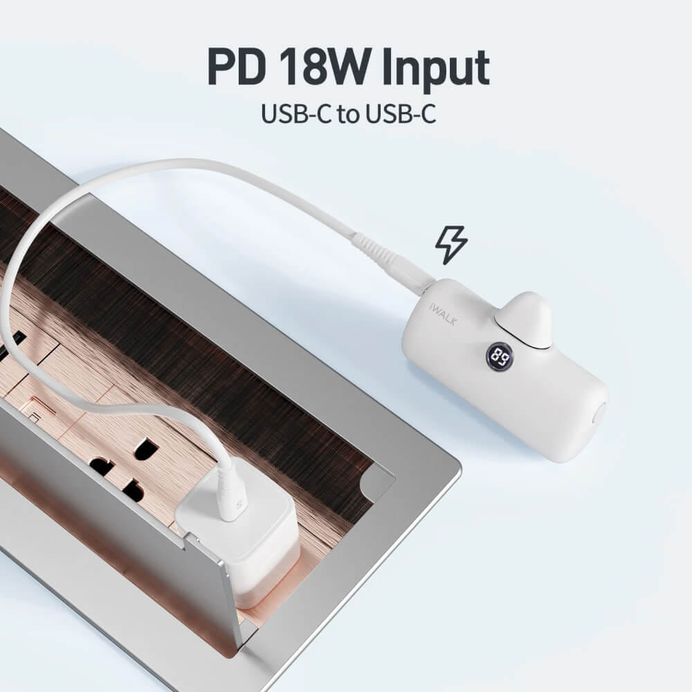 แบตเตอร์รี่สำรอง IWALK LINKPOD PRO 4800 MAH หัวชาร์จไร้สายหัว หัวชาร์จ TYPE C สี WHITE