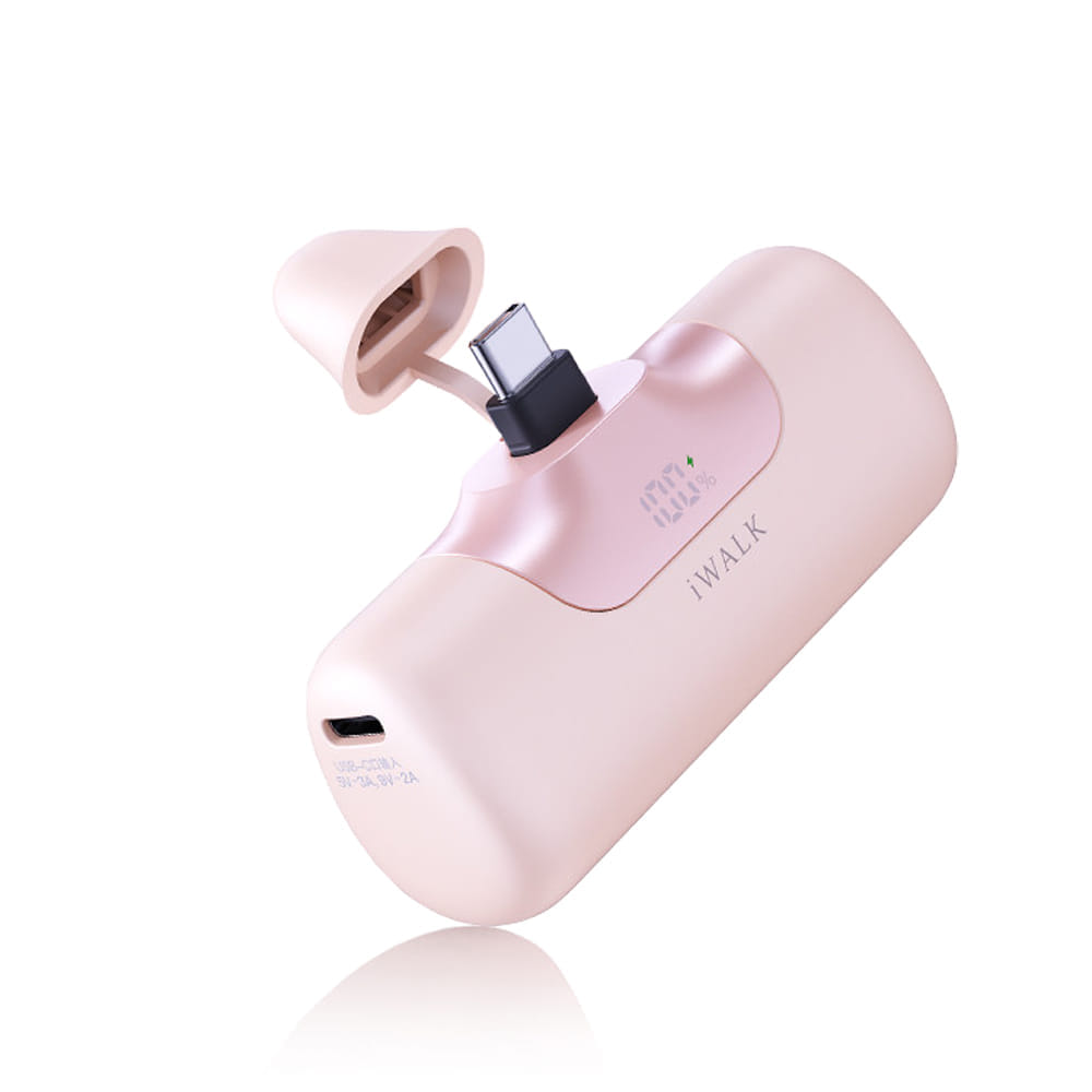 แบตเตอร์รี่สำรอง IWALK LINKPOD5 5500 MAH หัวชาร์จไร้สายหัว TypeC สี Pink ชาร์จเร็วสูงสุด 22.5W 