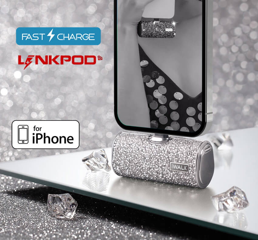 แบตเตอร์รี่สำรอง IWALK SECRET4500 MAH หัวชาร์จไร้สายหัว หัวชาร์จ LIGHTNING สี SILVER DIAMOND