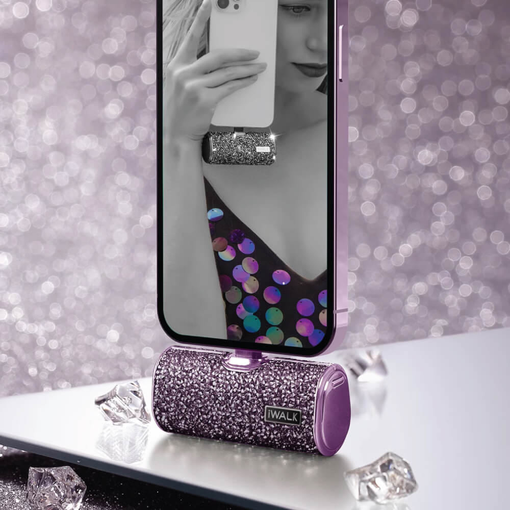 แบตเตอร์รี่สำรอง IWALK SECRET4500 MAH หัวชาร์จไร้สายหัว หัวชาร์จ LIGHTNING สี PURPLE DIAMOND