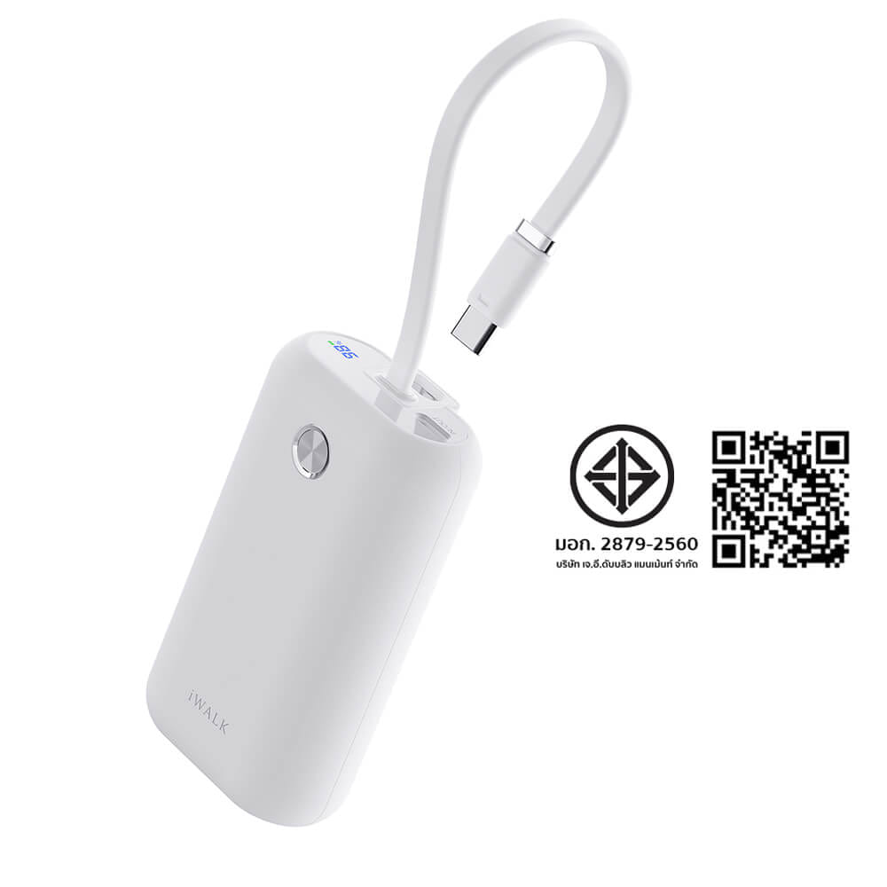 แบตเตอร์รี่สำรอง IWALK Power Mini 10000 MAH สายชาร์จในตัว TypeC สี Black  รองรับการชาร์จเร็ว 22.5Wเล็กกะทัดรัด_10
