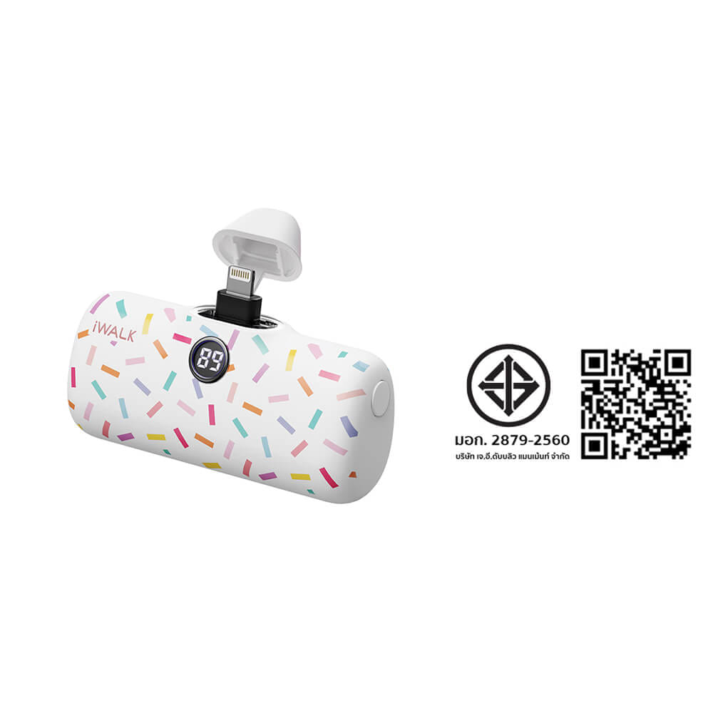 แบตเตอร์รี่สำรอง IWALK LINKPOD PRO 4800 MAH หัวชาร์จไร้สายหัว หัวชาร์จ LIGHTNING สี WHITE CANDY