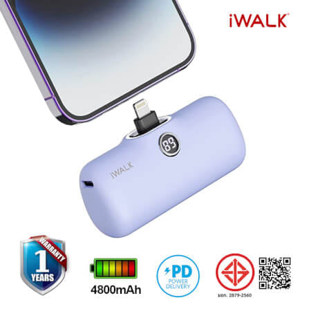 แบตเตอร์รี่สำรอง IWALK LINKPOD PRO 4800 MAH หัวชาร์จไร้สายหัว หัวชาร์จ LIGHTNING สี PURPLE_1
