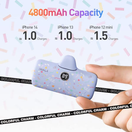 แบตเตอร์รี่สำรอง IWALK LINKPOD PRO 4800 MAH หัวชาร์จไร้สายหัว หัวชาร์จ LIGHTNING สี PURPLE CANDY_3