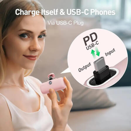 แบตเตอร์รี่สำรอง IWALK LINKPOD PRO 4800 MAH หัวชาร์จไร้สาย หัว TYPEC สี PINK_3