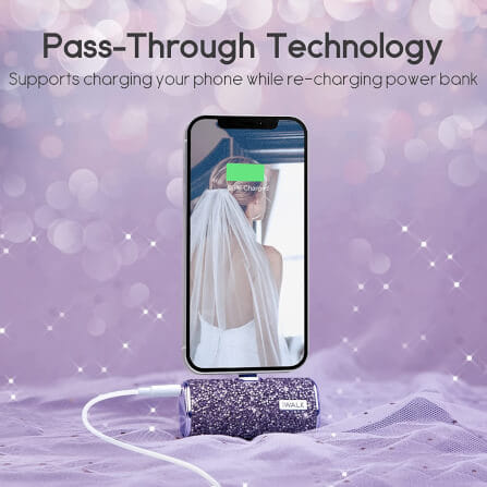 แบตเตอร์รี่สำรอง IWALK SECRET4500 MAH หัวชาร์จไร้สายหัว หัวชาร์จ LIGHTNING สี PURPLE DIAMOND_4