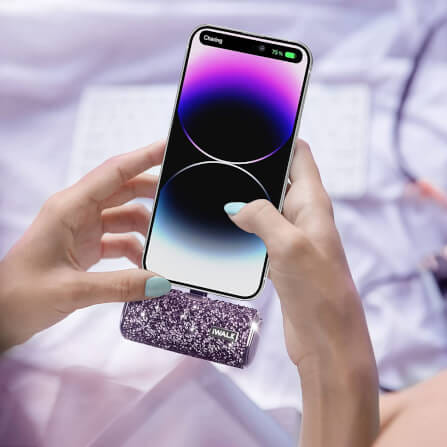 แบตเตอร์รี่สำรอง IWALK SECRET4500 MAH หัวชาร์จไร้สายหัว หัวชาร์จ LIGHTNING สี PURPLE DIAMOND_5