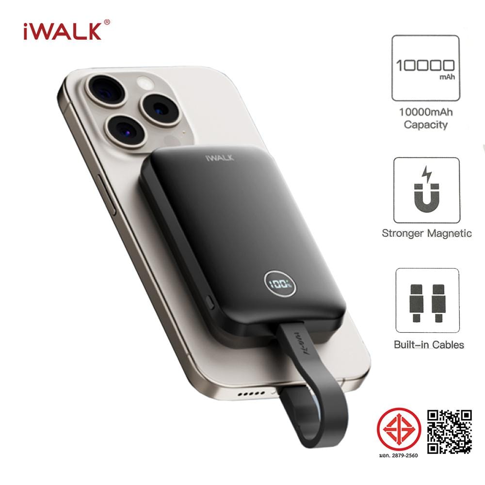 แบตเตอร์รี่สำรอง IWALK POWER HYBRID 10000MAH สี WHITE ชาร์จระบบ MAGSAFE มาพร้อมสายชาร์จในตัว รองรับการชาร์จเร็ว 30W FASTCHARGE_1