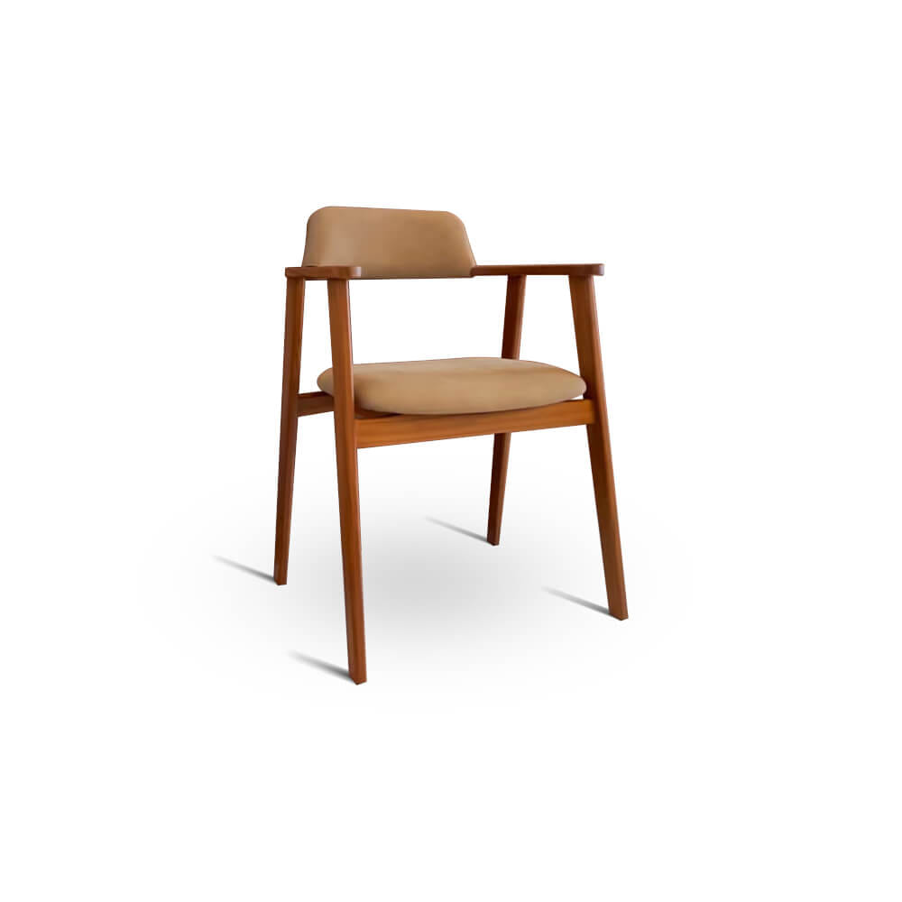 เก้าอี้ทานข้าวไม้สักแท้ ARTIWOOD รุ่น CM02 ไม้สักแท้ เบาะหนังพรีเมียม_1