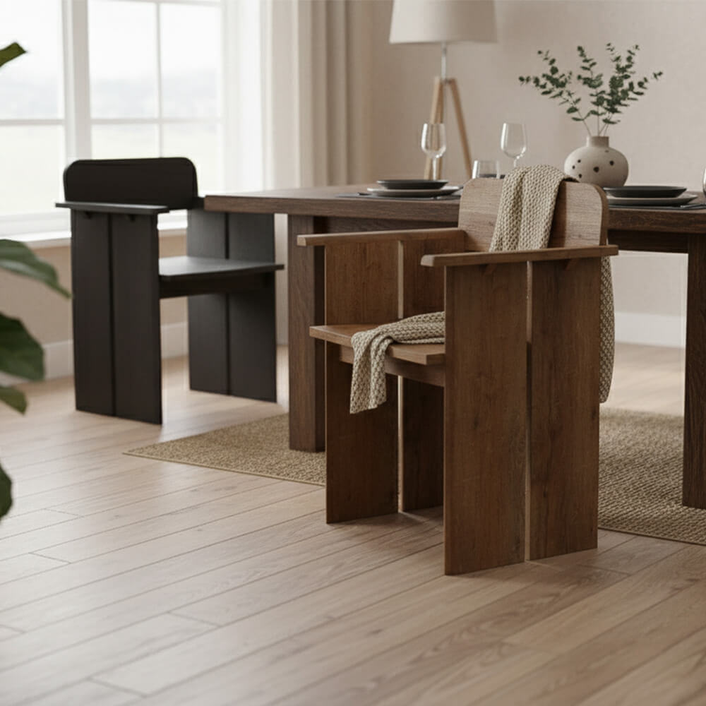เก้าอี้ทานข้าวไม้สักแท้ ARTIWOOD รุ่น EDGE ไม้สักแท้ย้อมสีดำสไตล์โมเดิร์น_5