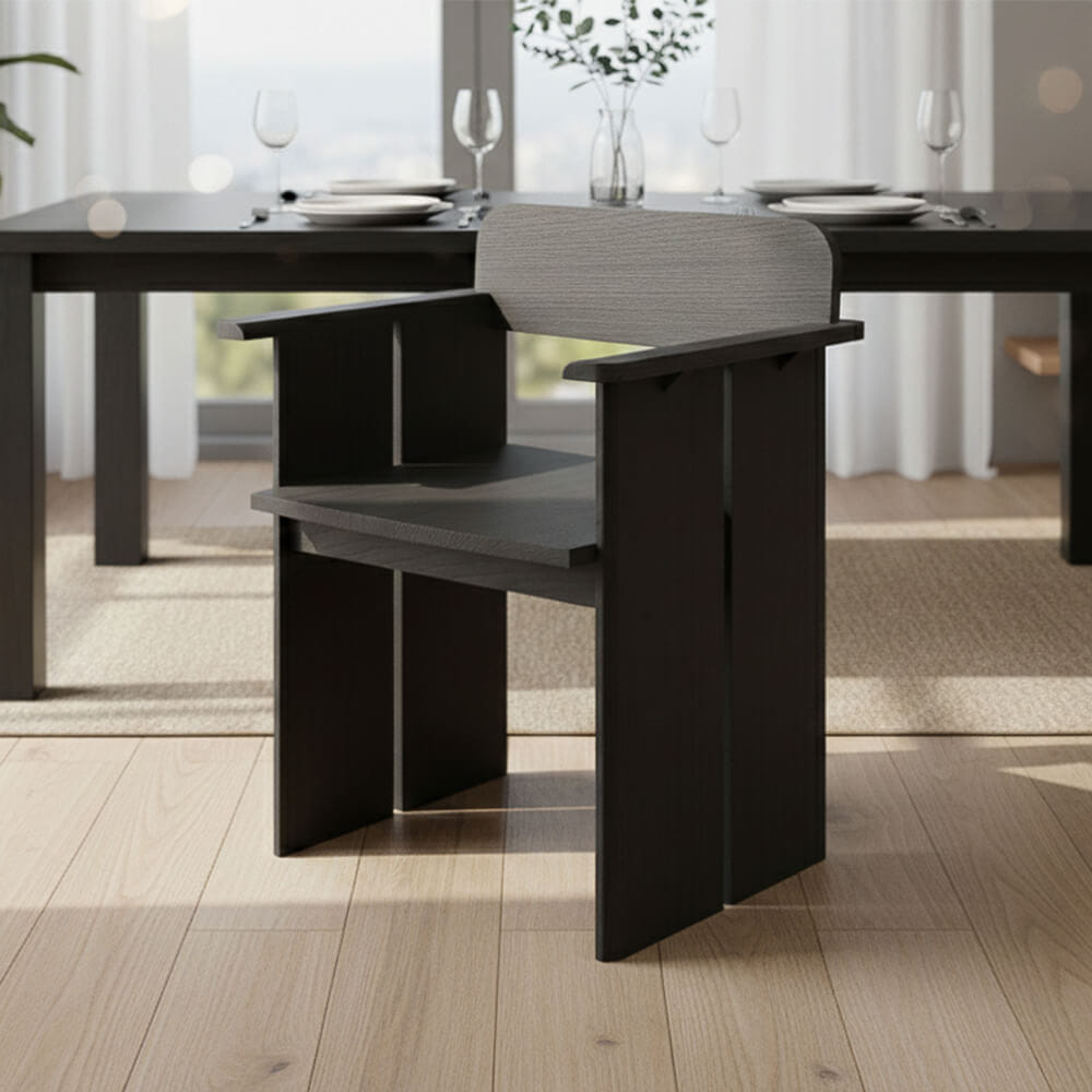 เก้าอี้ทานข้าวไม้สักแท้ ARTIWOOD รุ่น EDGE ไม้สักแท้ย้อมสีดำสไตล์โมเดิร์น_6