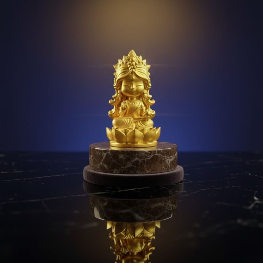 พระแม่ลักษมี ปางประทานพร KAF AT-02 รุ่นทิพยธารา สูง 9 ซม. สีทองศิริ