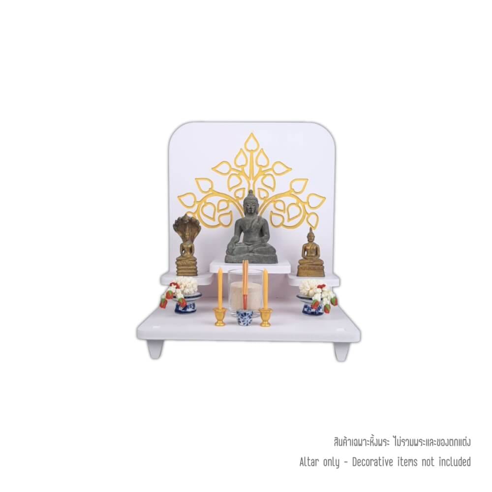 หิ้งพระโมเดิร์น KAF รุ่น BDSTEP01 ลายต้นโพธิ์ เซาะร่องลงทอง