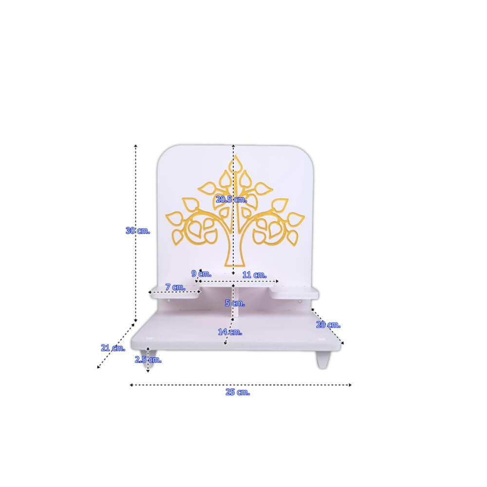 หิ้งพระโมเดิร์น KAF รุ่น BDSTEP01 ลายต้นโพธิ์ เซาะร่องลงทอง_4