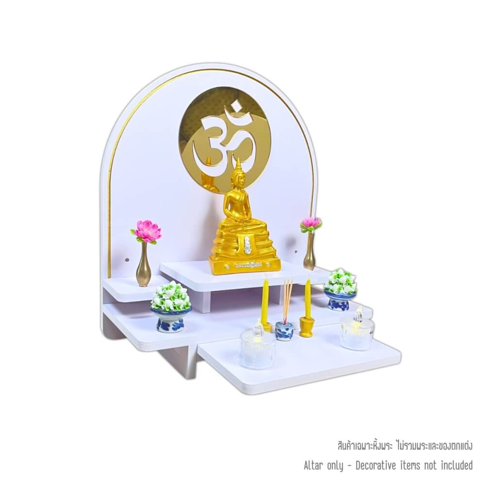 หิ้งพระตั้งโต๊ะและติดผนัง KAF รุ่น BIGPLUS01-AC ขนาดใหญ่ ลายโอม พร้อมถาดสไลด์_0