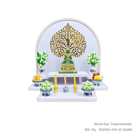 หิ้งพระตั้งโต๊ะและติดผนัง KAF รุ่น BIGPLUS01-AC ขนาดกลาง ลายต้นโพธิ์ F กระจกทอง พร้อมถาดสไลด์_0
