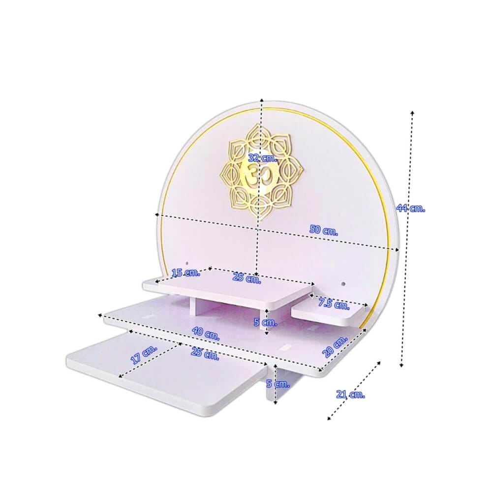 หิ้งพระมินิมอลตั้งโต๊ะและติดผนัง KAF รุ่น CIRPLUS01-AC ลายโอม 8 แฉก ทรงกลมขนาดใหญ่ พร้อมถาดสไลด์_4