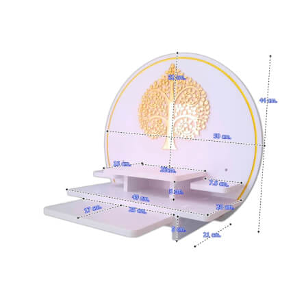 หิ้งพระมินิมอลตั้งโต๊ะและติดผนัง KAF รุ่น CIRPLUS01-AC ลายต้นโพธิ์ F ทรงกลมขนาดใหญ่  พร้อมถาดสไลด์_4