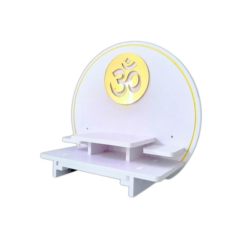 หิ้งพระมินิมอลตั้งโต๊ะและติดผนัง KAF รุ่น CIRPLUS01-AC ลายโอม ทรงกลมขนาดกลาง พร้อมถาดสไลด์_5