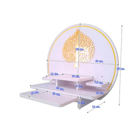 หิ้งพระมินิมอลตั้งโต๊ะและติดผนัง KAF รุ่น CIRPLUS01-AC ลายต้นโพธิ์ F ทรงกลมขนาดกลาง พร้อมถาดสไลด์_6