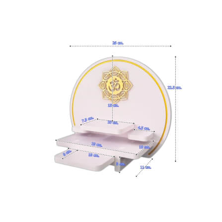 หิ้งพระมินิมอลตั้งโต๊ะและติดผนัง KAF รุ่น CIRPLUS01-AC ลายโอม 8 แฉก ทรงกลมขนาดเล็ก พร้อมถาดสไลด์_4