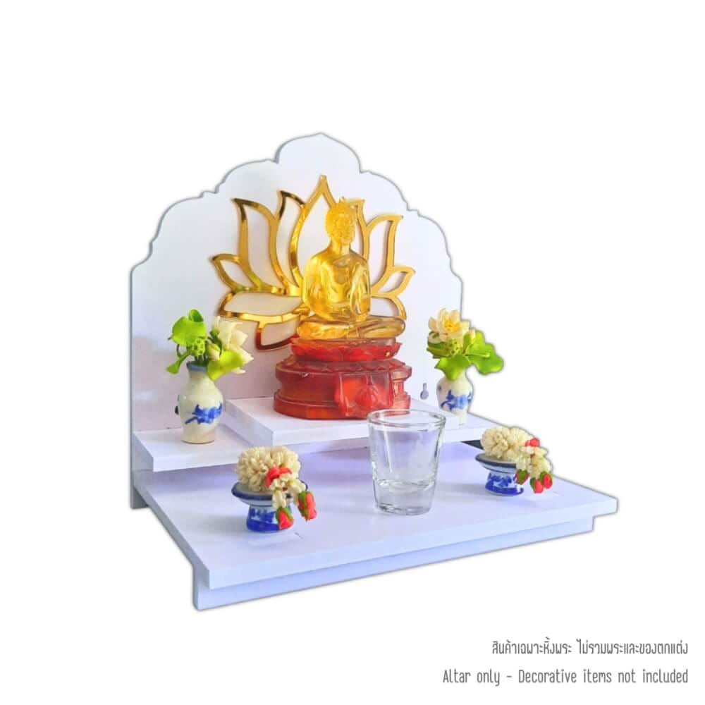 หิ้งพระมินิมอล KAF รุ่น G2-AC ลายบัวใหญ่ กระจกทอง