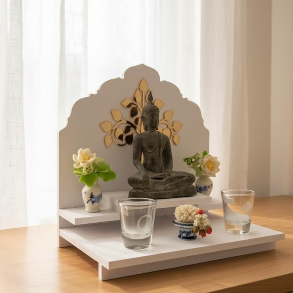 หิ้งพระมินิมอล KAF รุ่น G2-AC ลายโพธิ์สามยอด กระจกทอง_5