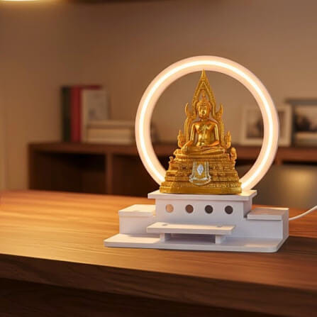 หิ้งพระตั้งโต๊ะมินิมอล KAF รุ่น NEON-01 พร้อมไฟวงกลม LED_8