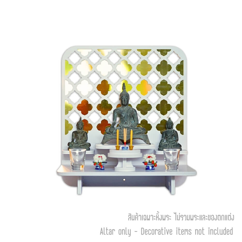 หิ้งพระตั้งโต๊ะและติดผนังโมเดิร์น KAF รุ่น PREM-02XL ลายกระจกทองพรีเมียม_6