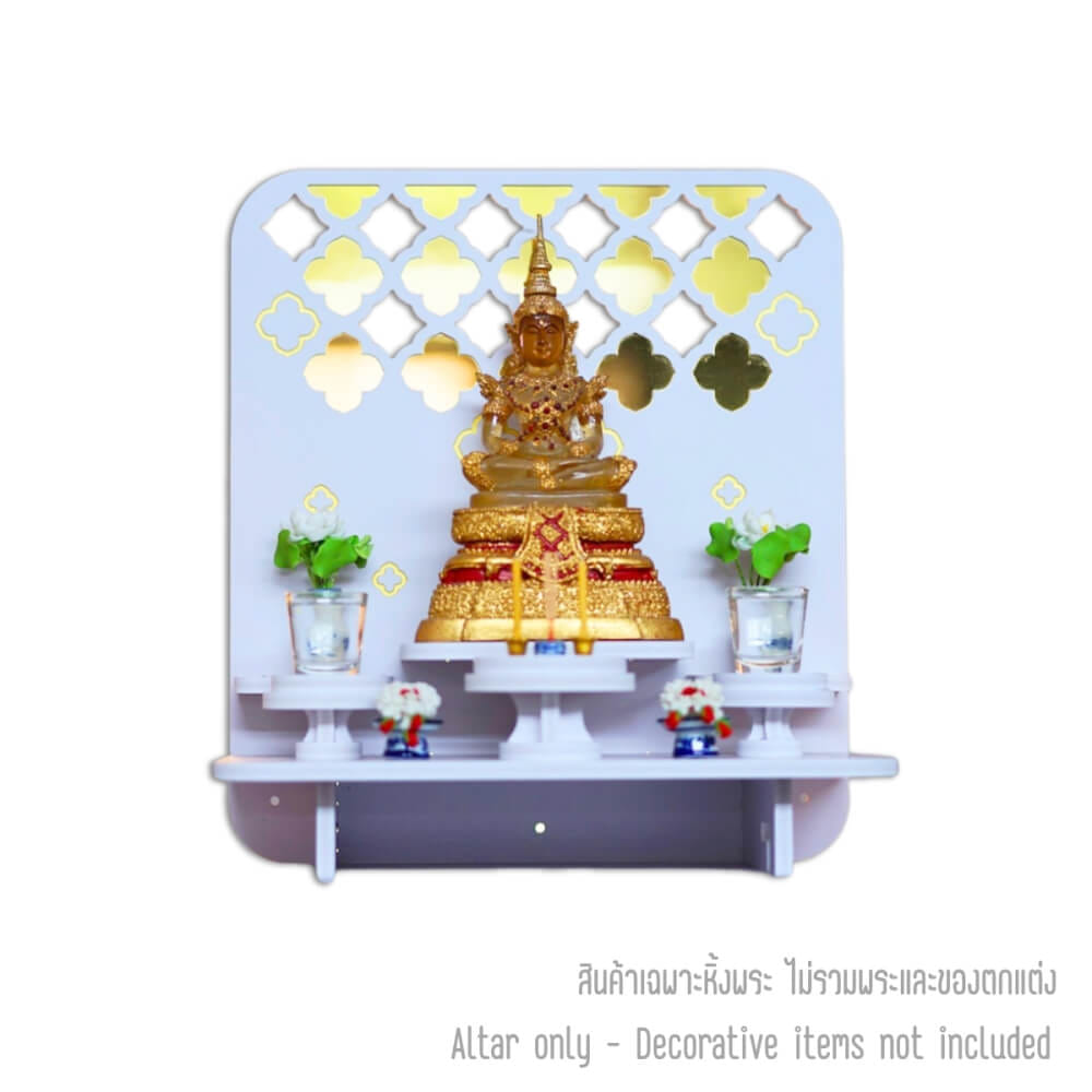 หิ้งพระตั้งโต๊ะและติดผนังโมเดิร์น KAF รุ่น PREM-03XL ลายกระจกทองพรีเมียม