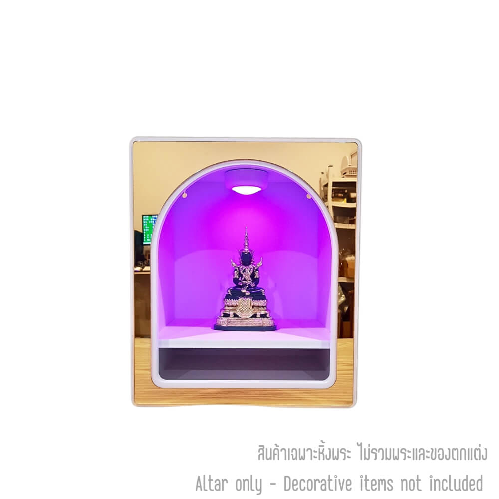 หิ้งพระมินิมอล KAF รุ่น Q4 ซุ้มโค้ง พร้อมไฟเปลี่ยนสีได้ด้วยรีโมท