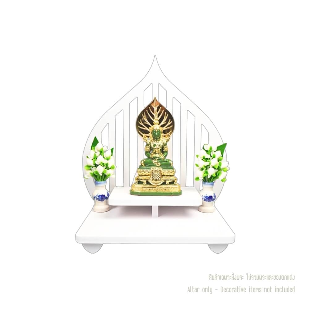 หิ้งพระทรงใบโพธิ์สไตล์มินิมอล KAF รุ่น Q8 ลายโพธิ์ทองกระจกเงา
