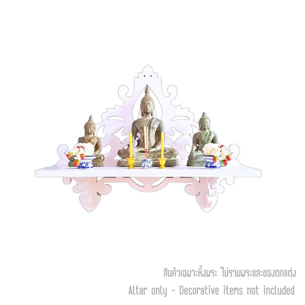 หิ้งพระมินิมอลติดผนัง KAF รุ่น SH27 สีขาว ฉลุลายโมเดิร์น_0