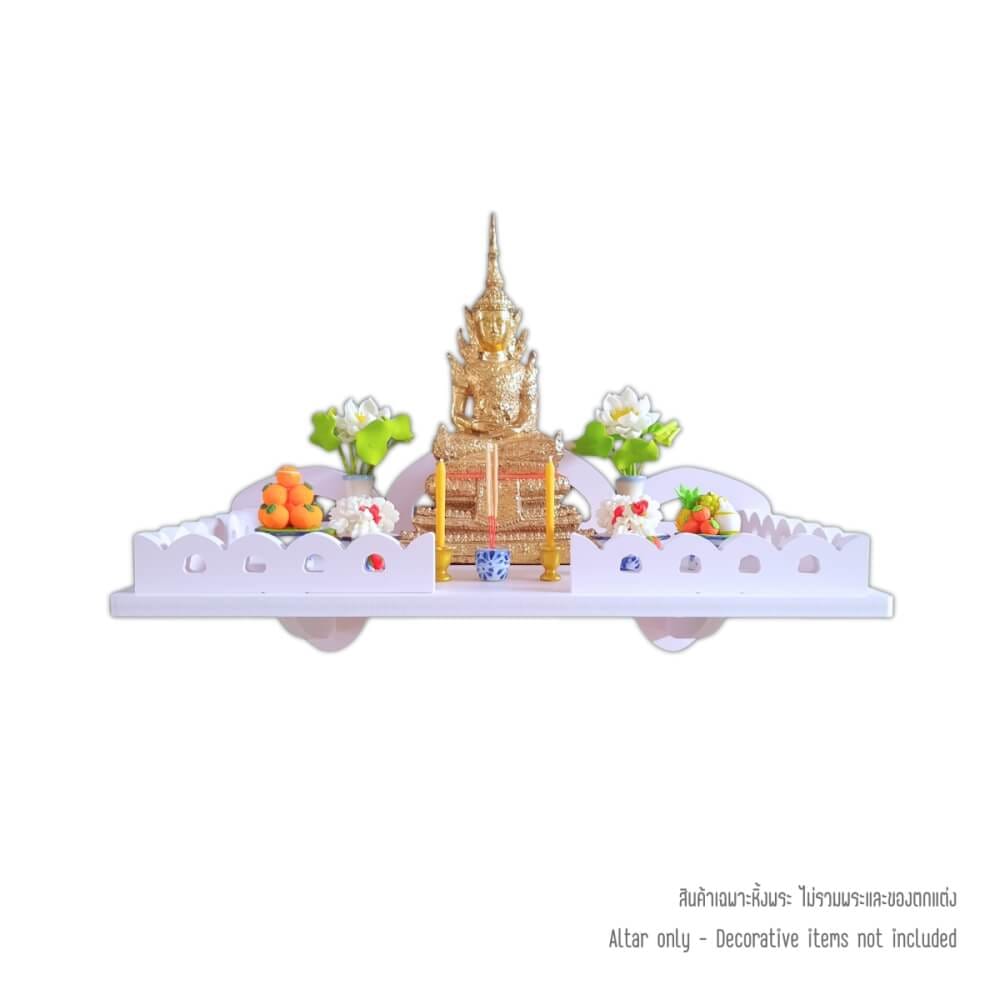 หิ้งพระติดผนัง KAF รุ่น SH31 สีขาวโมเดิร์น พร้อมรั้วกันตก_0