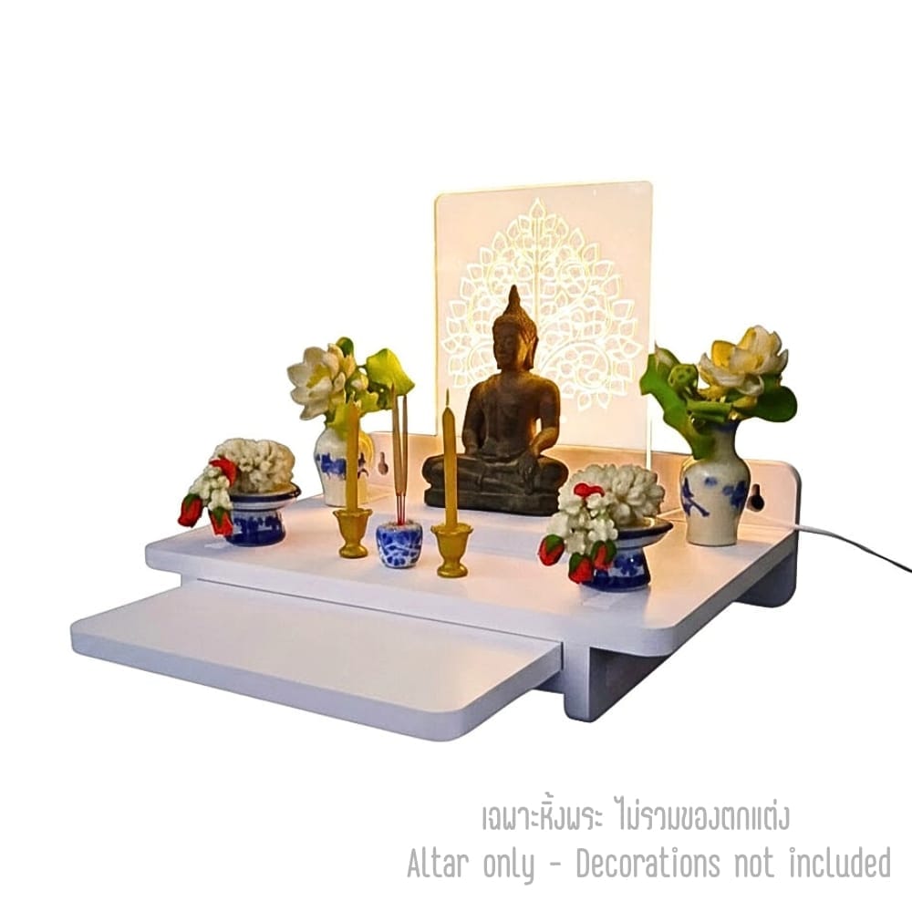 หิ้งพระมีไฟสไตล์โมเดิร์น KAF รุ่น SIMPLE PLUS LIGHT01 ลายต้นโพธิ์