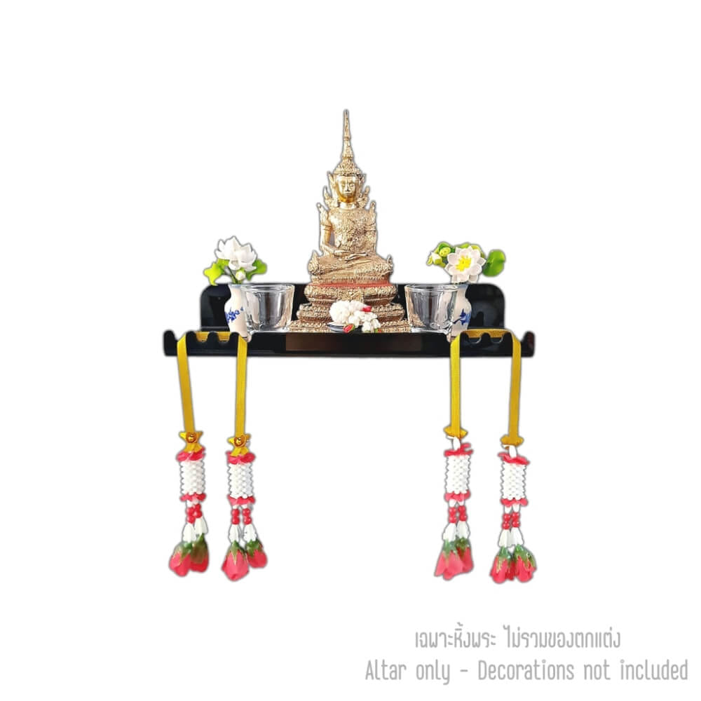 หิ้งพระติดผนังอะคริลิกฉลุลาย KAF รุ่น WAVE01-AC สีดำ