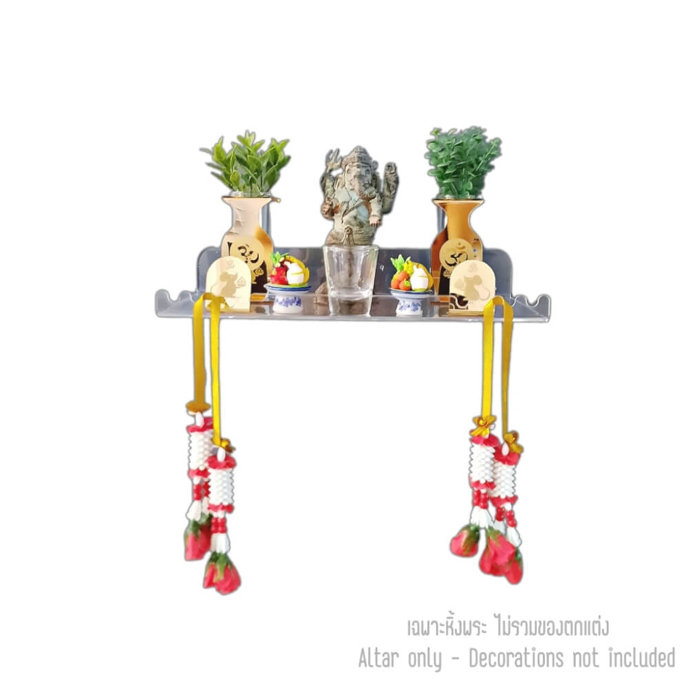 หิ้งพระติดผนังอะคริลิคฉลุลาย KAF รุ่น WAVE01-AC สีใส