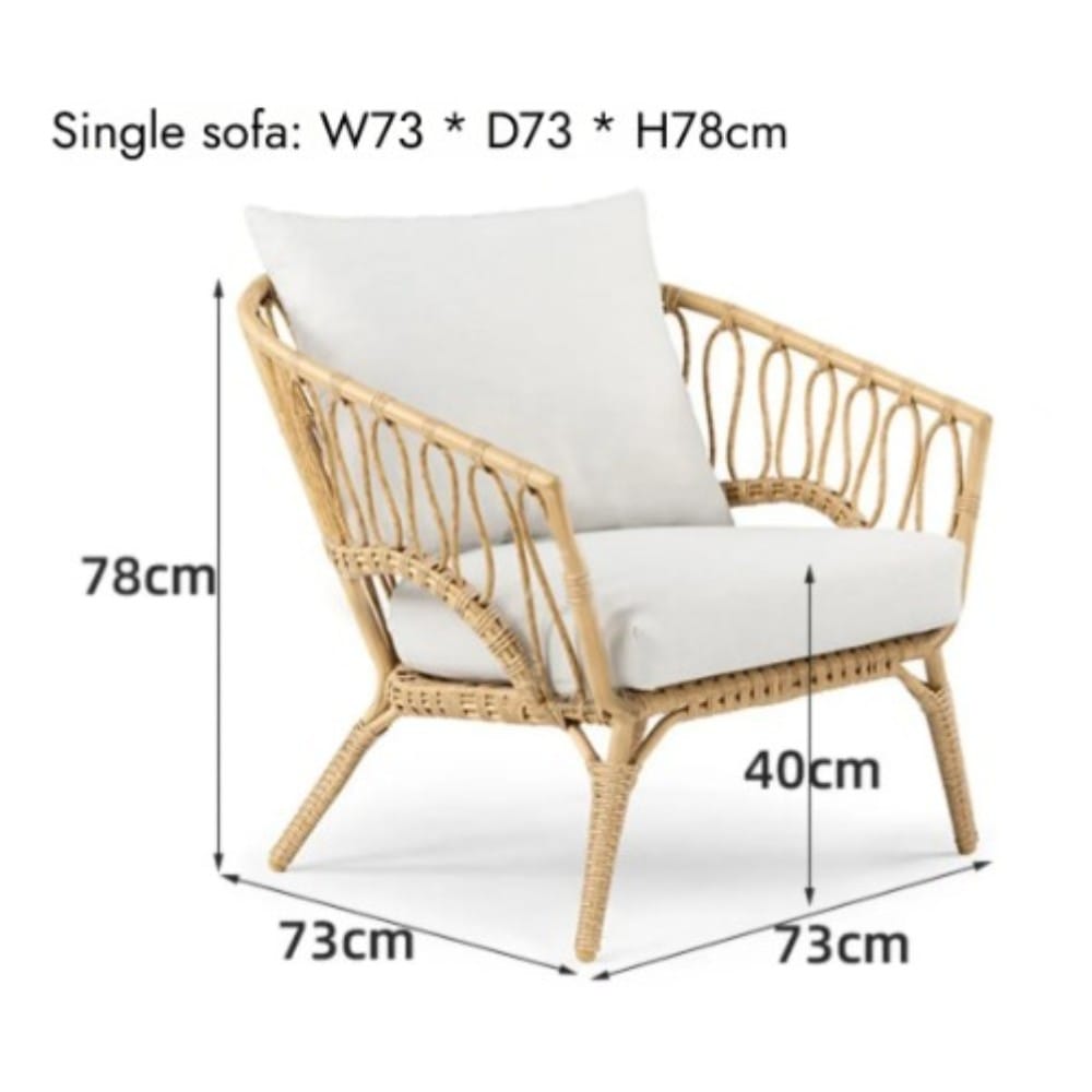 โซฟาหวาย PE BUNISE รุ่น LUCARA ขนาด 73&times;73&times;78 ซม. สีขาว
