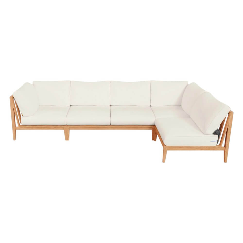 โซฟาไม้สักตัวแอล 6 ที่นั่ง  BUNISE รุ่น OT02 ขนาด 322×163×74 ซม. สีครีม_4