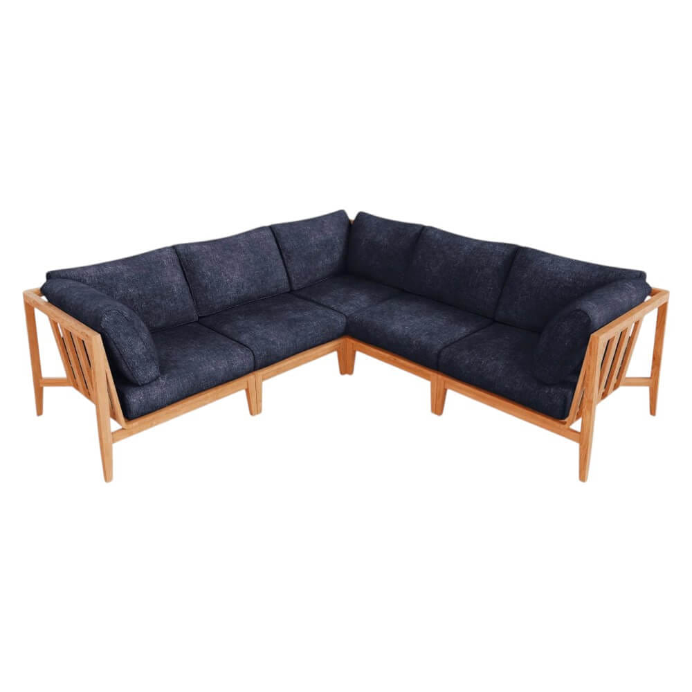 โซฟาไม้สักเข้ามุม 5 ที่นั่ง BUNISE รุ่น OT06 ขนาด 249×87×74 ซม. สี กรมท่าทะเล_0